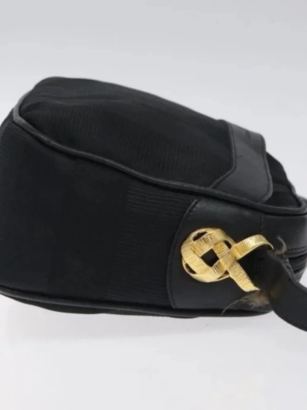 Salvatore Ferragamo Shoulder Bag Canvas Leather Black Auth bs24292